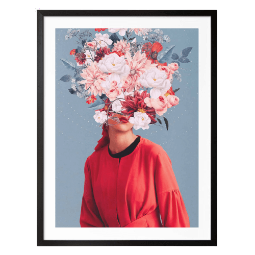 poster 01 bilderrahmen schwarz moth elegante frau mit prachtvollen blumen removebg preview 1