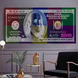 تابلو مدرن با طرح اسکناس 100 دلاری