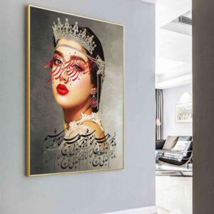 تابلو هنری با پرتره زن و خطاطی سنتی