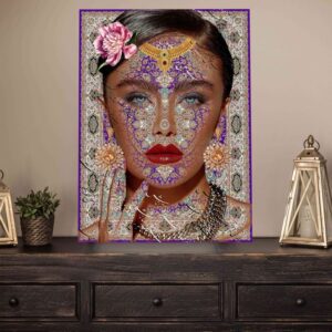 تابلو هنری با طرح فرش پارسی و خطاطی سنتی