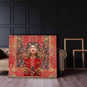 تابلو پرتره با طرح فرش ایرانی و پرتره‌های سنتی