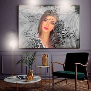 تابلو پرتره با طرح تاج و گل‌های پارسی