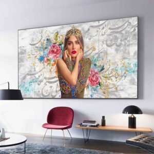 تابلو پرتره تاج‌دار با خطاطی پارسی