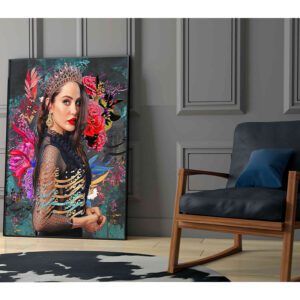 تابلو پرتره با تاج پارسی و خطاطی سنتی