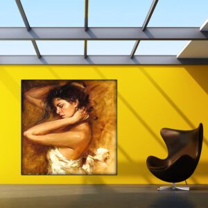 تابلو دکوراتیو بوم زن رمانتیک کلاسیک
