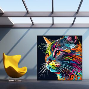 تابلو گربه رنگارنگ نئونی