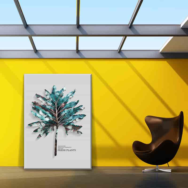 تابلو برگ فیروزه ای کهنه
