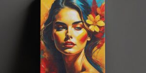 تابلو دکوراتیو بوم پرتره گل‌دار مدرن