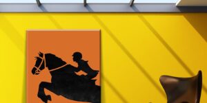 تابلو دکوراتیو بوم سوارکار پویا نارنجی