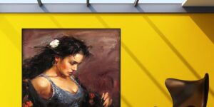 تابلو دکوراتیو بوم رومانتیک آبی