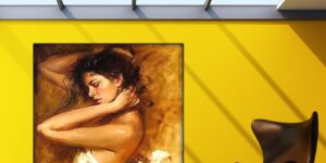 تابلو دکوراتیو بوم زن رمانتیک کلاسیک