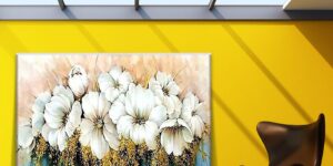 تابلو دکوراتیو بوم گل سفید رویایی