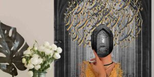 تابلو پرتره با خطاطی و طاق سنتی