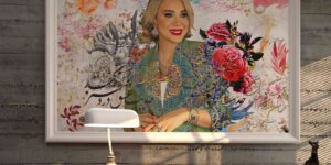 تابلو تزئینی با طرح زن و تاج سلطنتی