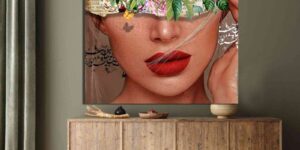 تابلو سنتی با طرح گل و خطاطی پارسی