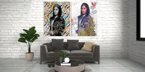 مجموعه تابلو پرتره با خطاطی پارسی و طراحی سنتی