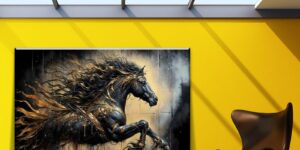 تابلو دکوراتیو اسب پرنده طلایی