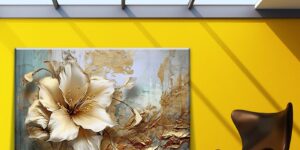 تابلو دکوراتیو گل طلایی