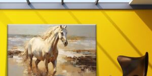 تابلو دکوراتیو اسب یال طلایی