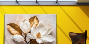 تابلو دکوراتیو مگنولیای طلایی