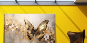 تابلو پروانه طلایی انتزاعی