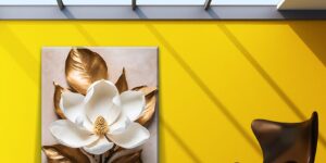تابلو گل مگنولیا طلایی