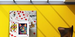 تابلو گربه پاپ آرت ورق بازی