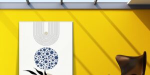 تابلو برگ و دوایر مینیمال آبی